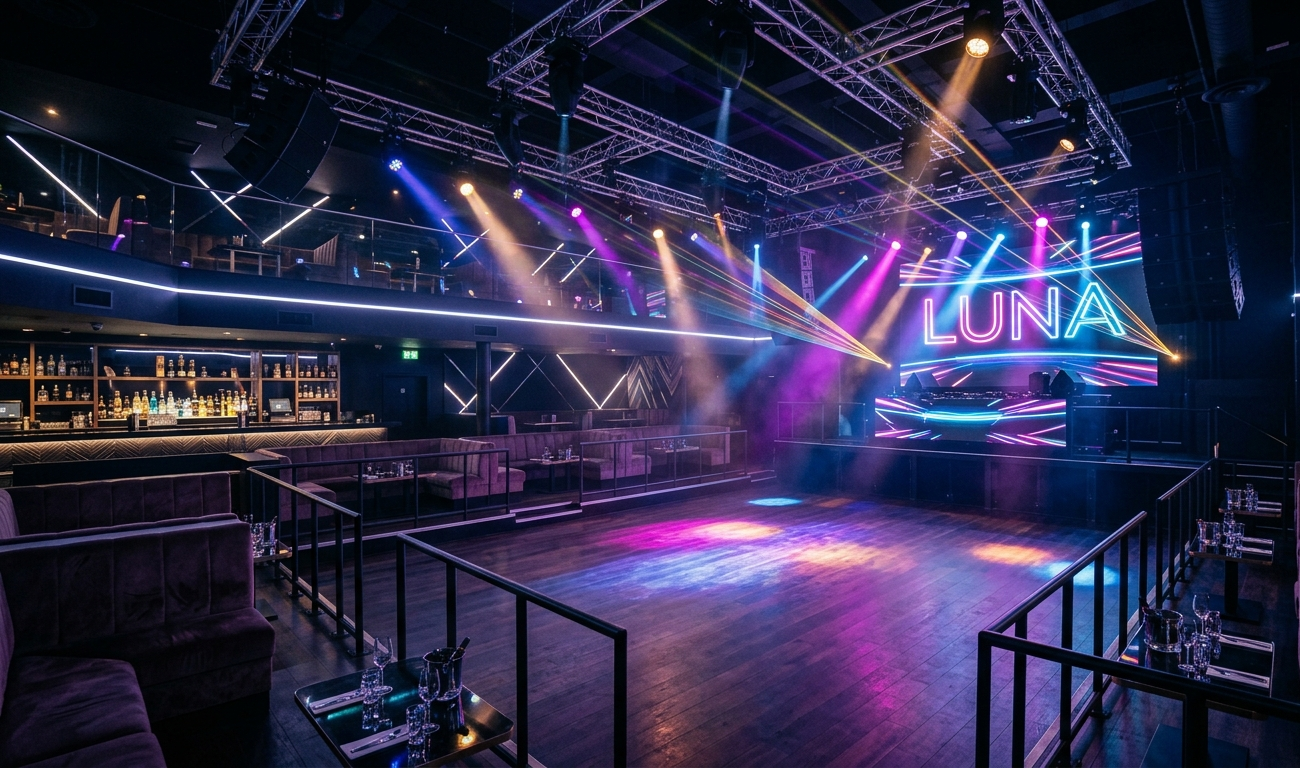 Discoteca con sistema de iluminación, sonido y control de aforo preparada para tramitación de licencia ambiental de actividad para discoteca