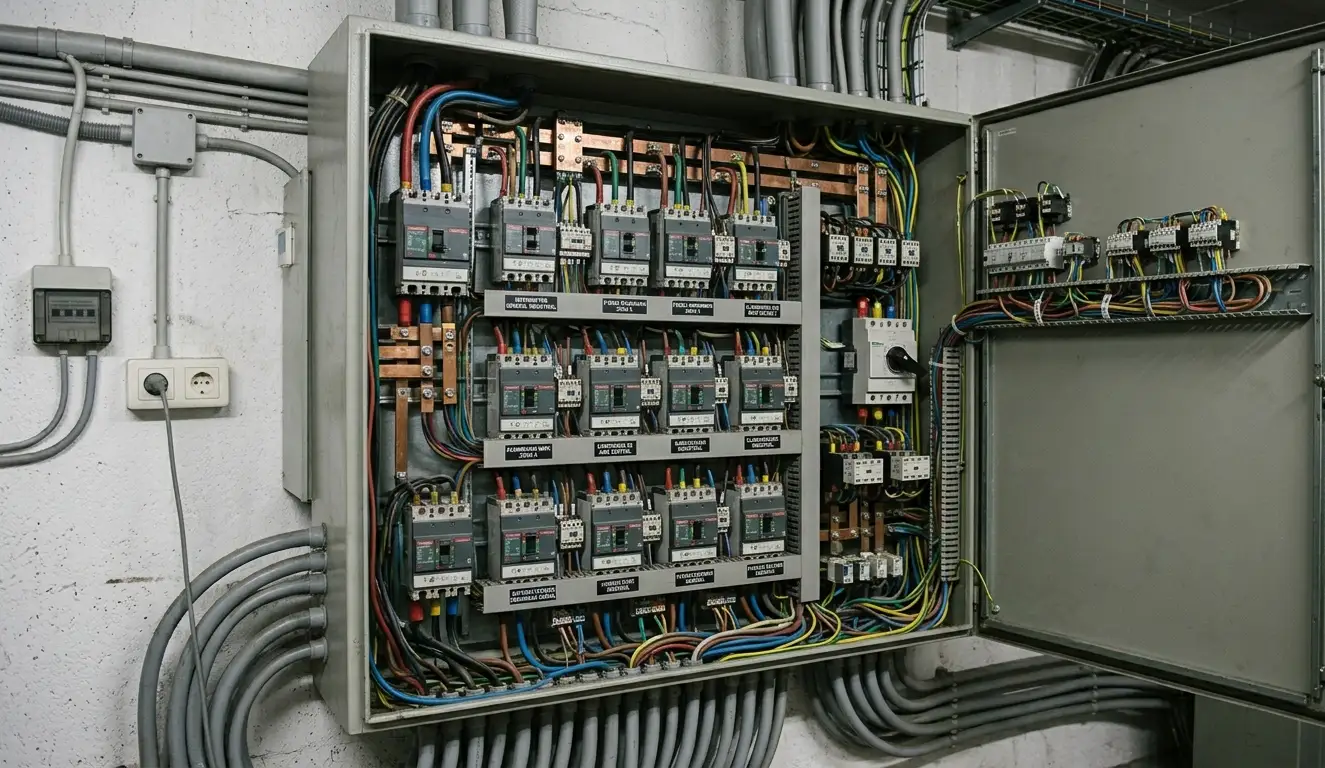cuadro eléctrico de nave industrial donde Generbim ha realizado un proyecto eléctrico